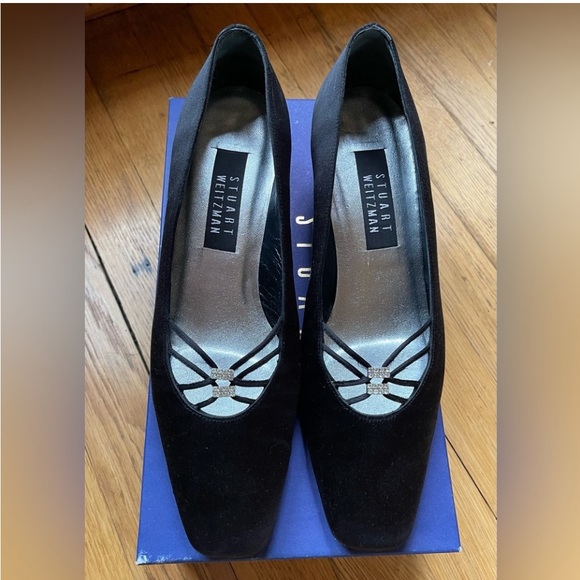 Stuart Weitzman Spinel Black Satin Shoes - Picture 1 of 4